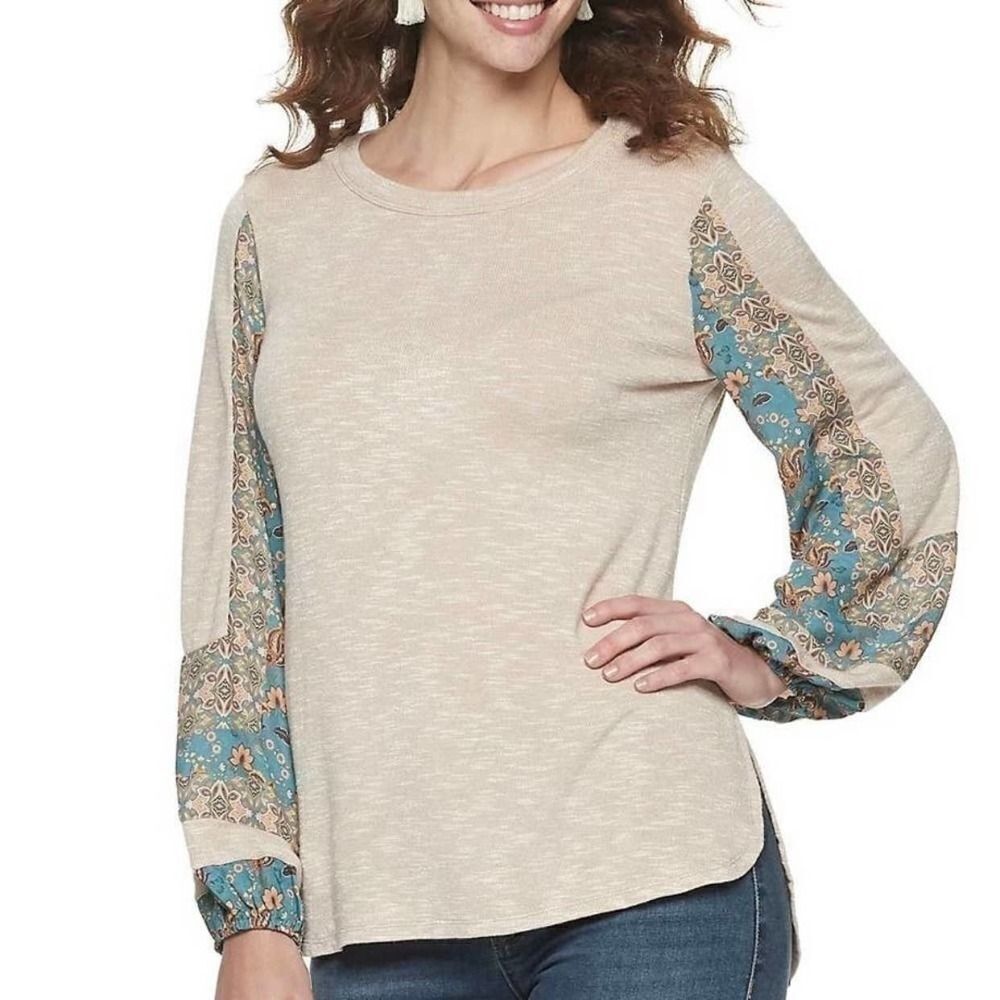 World Unity Sublimated Contrast Balloon Long Sleeve Pullover Brown Size Small